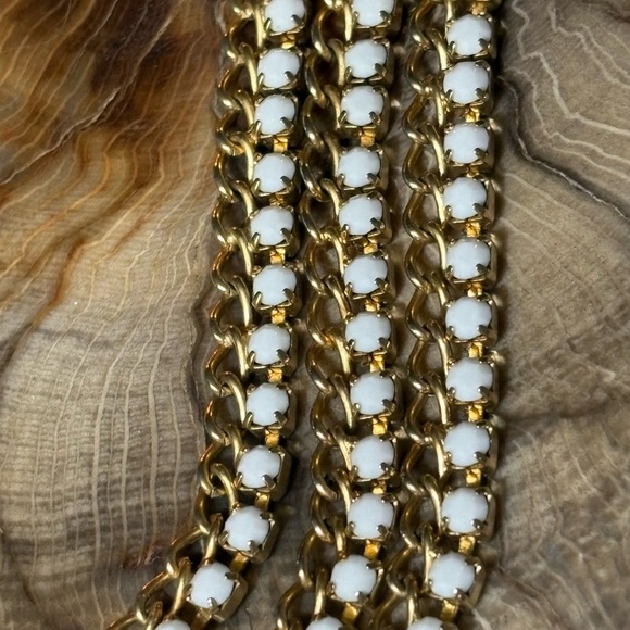 80’s Elegant Gold and Opalescent Multi Strand Necklace and Earring Set - Picture 3 of 6